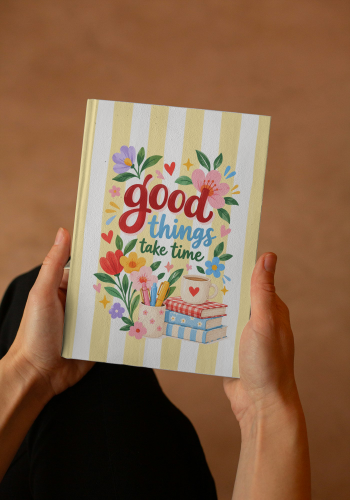 غلاف دفتر good things take time
