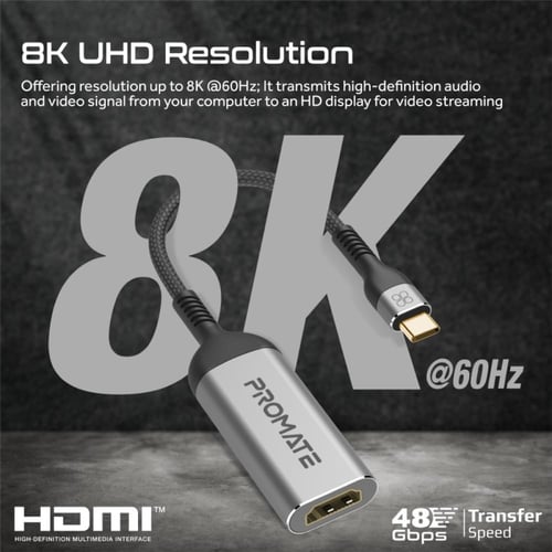 بروميت MediaCord-8K المحمول من USB-C إلى HDMI، معد...