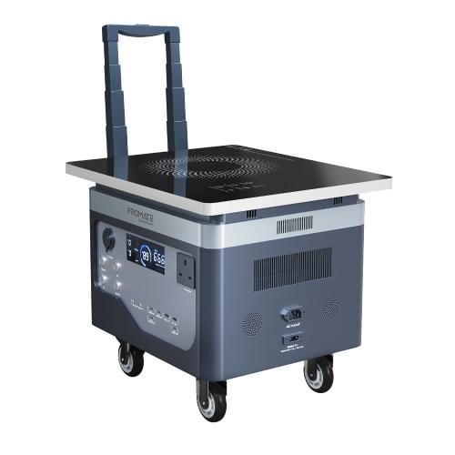 محطة طاقة LiFePO4 الصحراوية المتكاملة للرحلات والتخييم بسعة 2560Wh وقدرة 2400W مع موقد سيراميك كهربائي قابل للفصل بقوة 2000W.