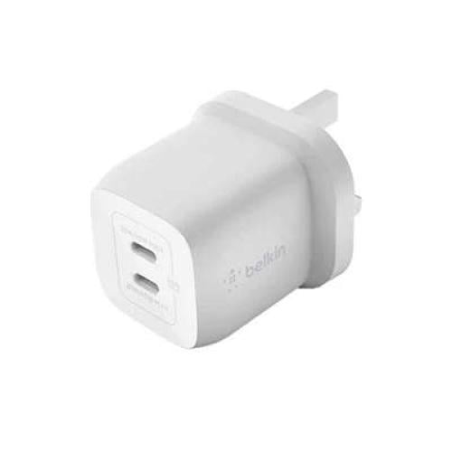 راس شاحن 65 واط ب2 منفذ تايب سي - ابيض من belkin