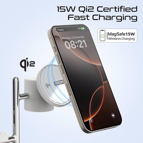 محطة شحن لاسلكية 4 في 1 مع اعتماد Qi2 تدعم ماج سيف