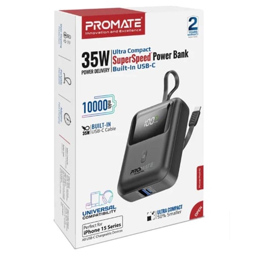 بطارية متنقلة 10 الاف مع سلك تايب سي مدمج بشاشة رق...