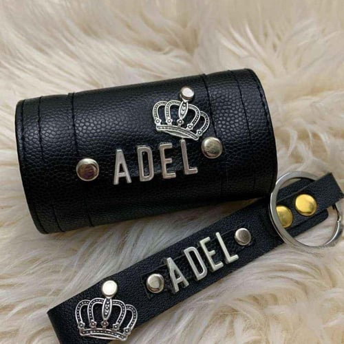 طقم سيارة مسكة دريكسون جلد مع مدالية مفاتيح بالاسم