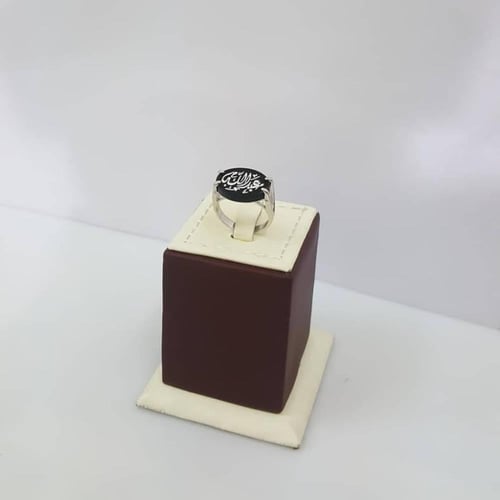 خاتم رجالي اسود فضة إيطالي بالاسم