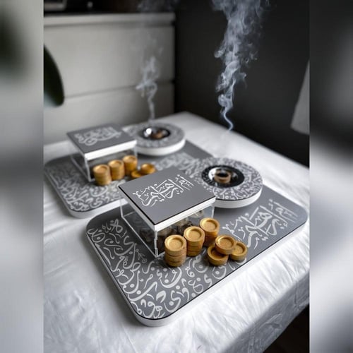 طقم مبخرة خشب بالاسم حسب الطلب