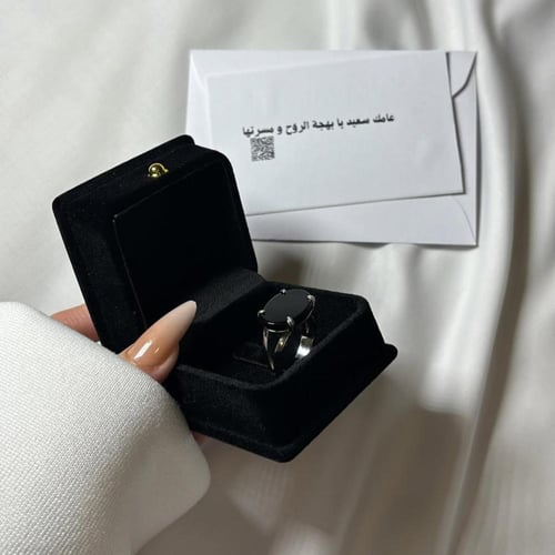 خاتم رجالي فضة خالص مع كرت اهداء