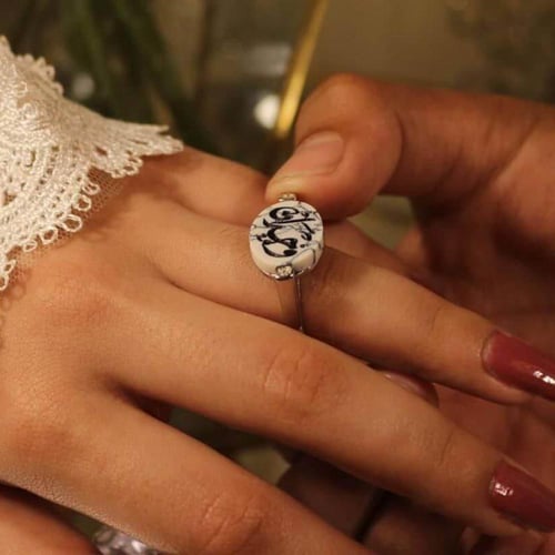 خاتم نسائي فضة خالص بالاسم