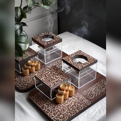 اطقم مباخر خشب بالاسم حسب الطلب