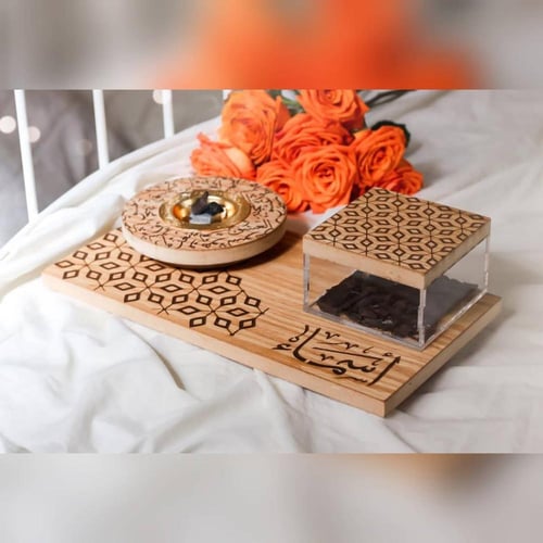 طقم مبخرة خشب تناغم بالاسم