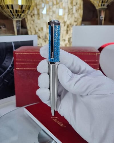 اقلام ماركة كارتير فص ازرق مع الملحقات