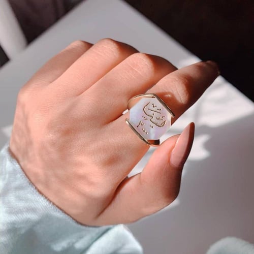 خاتم نسائي فضة خالص تفصيل بالاسم