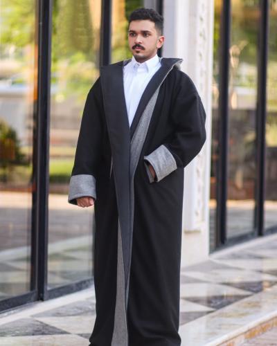 فروه شتويه رجالي دبل فيس اسود ورصاصي