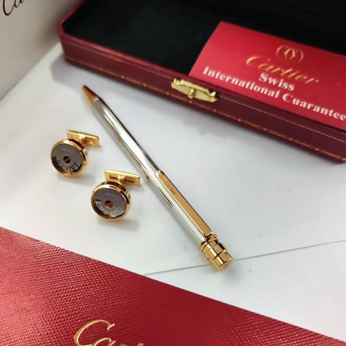 طقم قلم وكبك كارتير Cartier