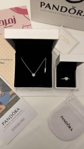 طقم سلسال وخاتم باندورا فضي