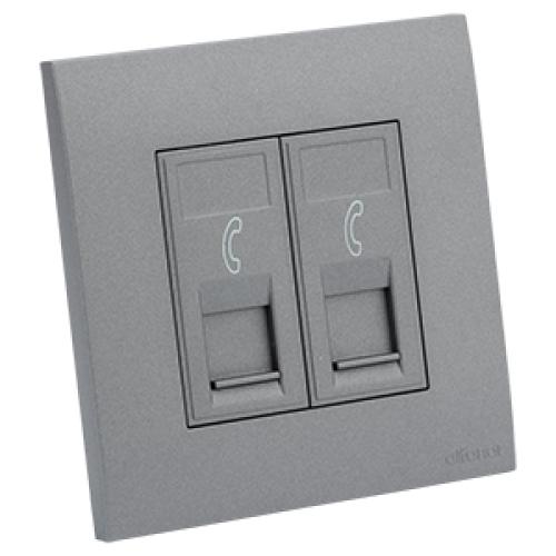 ماسه - فيش تليفون ثنائي رمادي 7*7