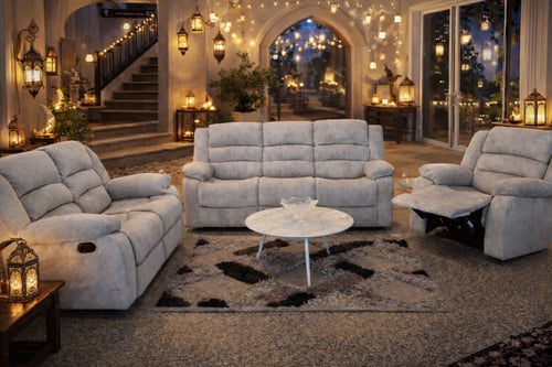 غرفة جلوس استرخا كاملة ء 6 أشخاص رمادي فاتح