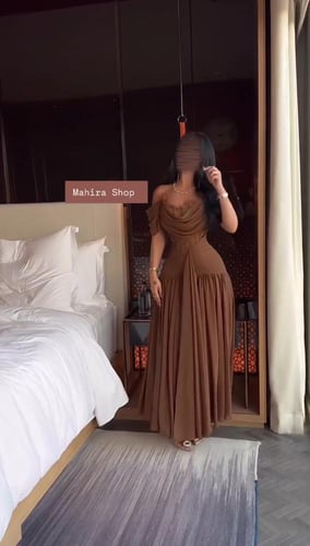 فستان بني دبل كلوش