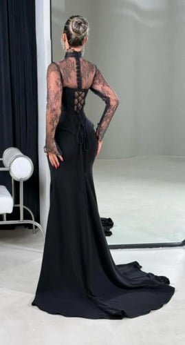 فستان سهرة أسود قصه كورسيه