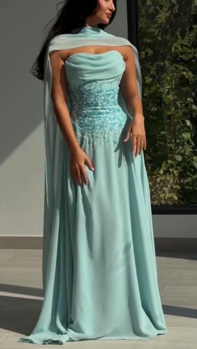 فستان شيفون ناعم سماوي