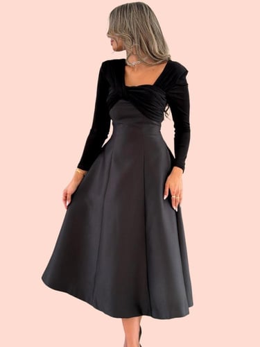 فستان أسود ميكادو