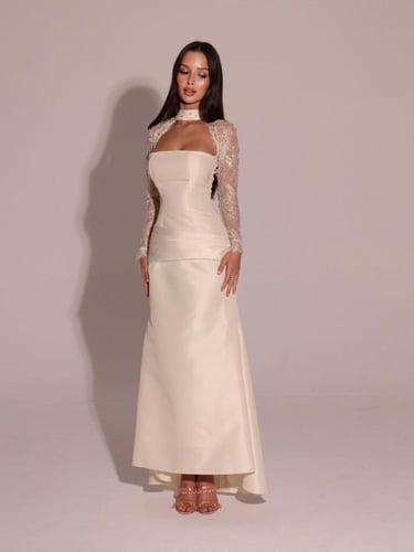 فستان سهرة تفته & دانتيل