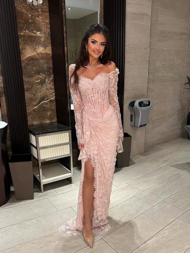 فستان سهرة دانتيل قصه كورسيه