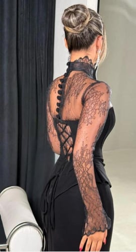 فستان سهرة أسود قصه كورسيه