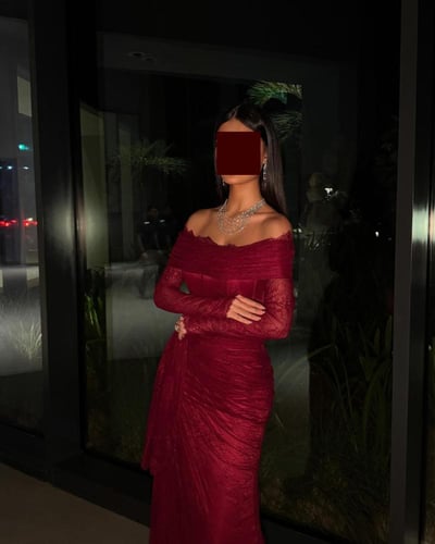 فستان سهرة دانتيل فرنسي