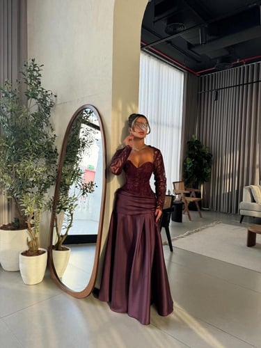 فستان سهرة تفته استرتش & دانتيل