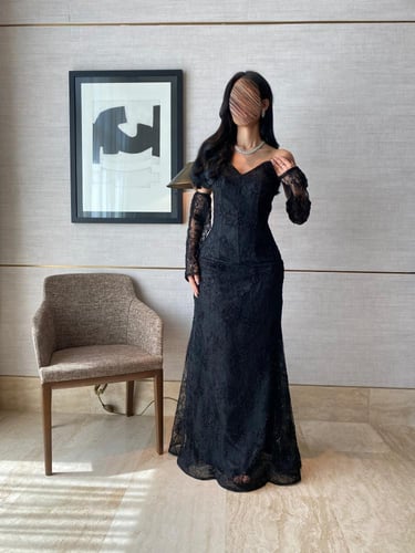 فستان سهرة أسود دانتيل