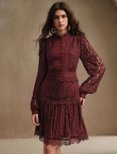 فستان دانتيل برغندي