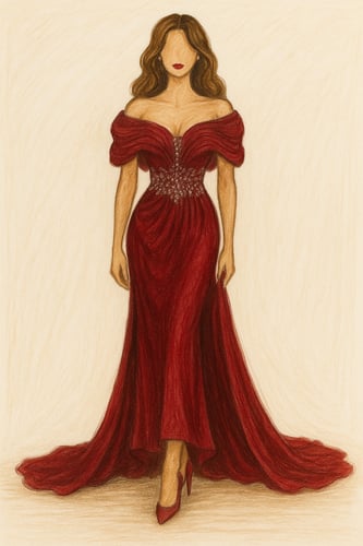 فستان ملكي بلون أحمر عميق