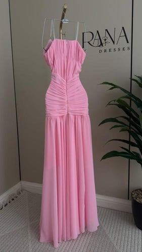 فستان وردي ناعم انيق