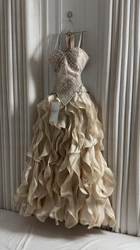 فستان سهرة بلون عاجي أنيق