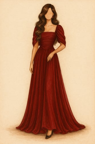 فستان لون عنابي جاذبية واضحة