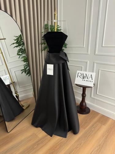 فستان مخمل أسود بلمسة فاخرة