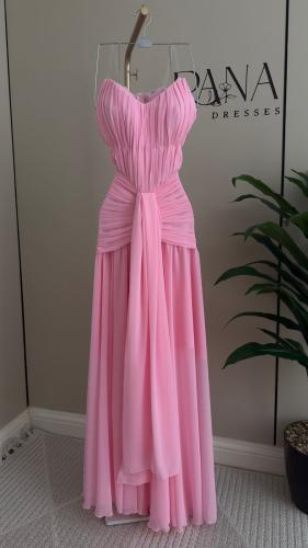 فستان وردي ناعم انيق