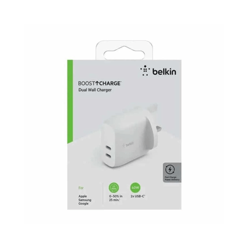 شاحن حائط Belkin مزدوج USB-C بقوة 40 واط