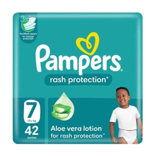 حفاضات بامبرز بكريم الصبّار، مقاس 7، 15+ كجم، 42 ح...