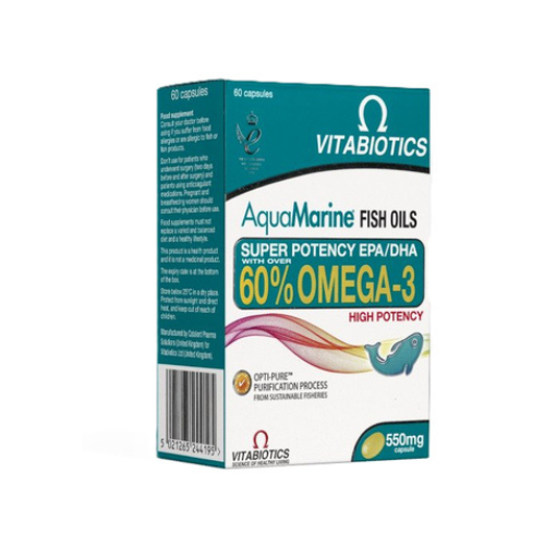 فيتابيوتيكس زيت السمك اكوامارين 60% اوميغا 3 كبسول...