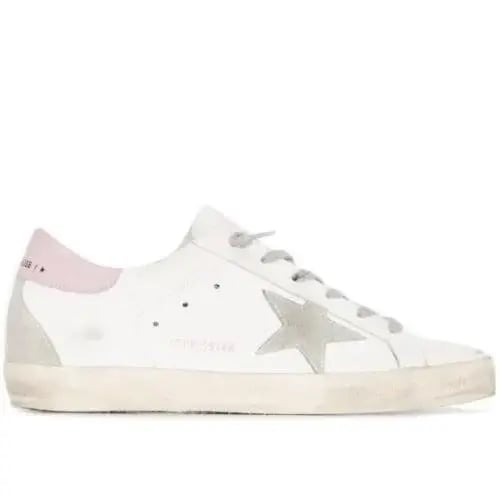 Golden goose Superstar distressed lace- up sneaker...