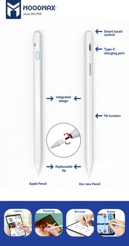 قلم ستايلوس MOOGMAX (يدعم اجهزة ابل ويدعم راحة الي...