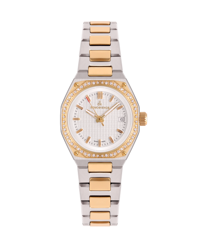 ساعة نسائية صناعة سويسرية ماركة دي كي فضي ذهبي مين...