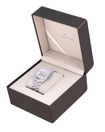 ساعة رجالية اوتوماتيك ماركة دايموند هيل فضي مينا ف...