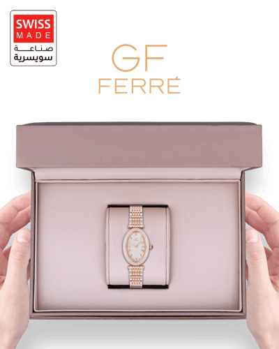 ساعة نسائية صناعة سويسرية ماركة جي اف فيرري فضي رو...