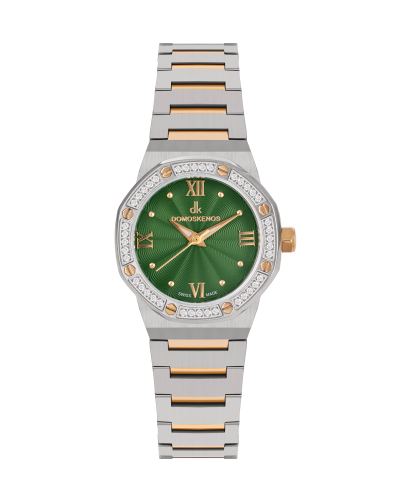 ساعة نسائية صناعة سويسرية ماركة دي كي فضي ذهبي مين...