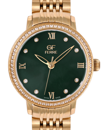 ساعة نسائية صناعة سويسرية ماركة جي اف فيرري ذهبي م...