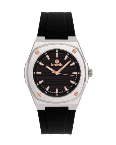 ساعة رجالية ماركة بنفيت فضي مينا اسود روز موديل BN...