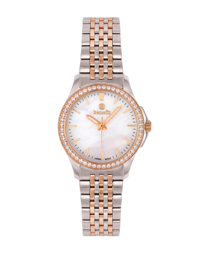ساعة نسائية ماركة بنفيت فضي روز مينا صدفي موديل BF...