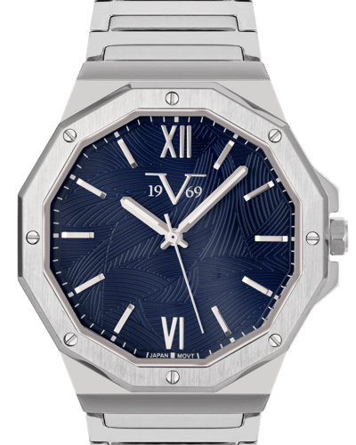 ساعة رجالية ماركة V19.69 فضي مينا أزرق موديل VSSBL...